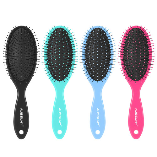 Aussumy 4 Pack Detangling Hair Brush - Air Cushion Detangler Hairbrush with Ultra Soft Bristles for Effortless Tangle Removal For Wet Dry Damaged Curly Fragile Hair for Women Men Boys Girls Adult Kids