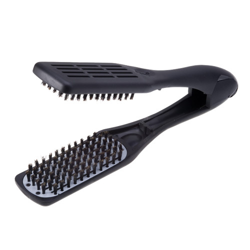 Denman D79 Thermoceramic Hair Straightening Brush - with Boar Bristles - For Wide, Wavy, Curly, Coily Hair – Black