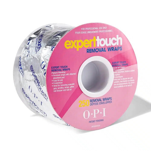 OPI Expert Touch Removal Foil Wraps with Attached Absorbent Pad, Removal Tool for Soakable Gels, Nail Lacquer Polishes, & Acrylics, 250 Pieces Total