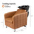 OmySalon Salon Shampoo Bowl and Chair, Extra Wide Seat & Porcelain Hair Washing Sink, Shampoo Unit for Beauty Spa Barbershop, Camel