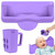 Portable Hair Washing Station for Kids – Silicone Hair Washing Basin for sink and Teens,Tear-Free Shampoo Bowl with baby bath Rinse Cup, Neck Support for Kids-Purple