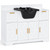 BarberPub Portable Shampoo Station, Shampoo Bowl with Cabinet & Drawer, Salon Geometric Finish Station with Sprayer Faucet, Barber Storage Equipment with Hair Wash Backwash Sink 3439 (White & Black)