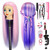 Mannequin Head with 26 inch Long Synthetic Fiber Colorful Hair Styling Training Head Manikin Cosmetology Doll Head Hairdressing Training Model for Cutting Braiding Practice and Free Clamp Holder