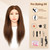 18 Inch 100% Real Human Hair Mannequin Head, Cosmetology Manikin Head Training Doll Head for Hair Styling, Braiding, Curling Practice, with Table Clamp Holder & Complete Styling Tools Kit(Brown)