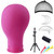 23 Inch Canvas Block Head Pink Wig Head with Wig Stand Tripod Mannequin Head Stand for Wigs Trimming Making Display.(23 Inch Pink)