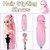 Czrleaty Training Doll Head for Hair Styling, Cosmetology Mannequin Head with Pink Hair for Kids Practice Braiding