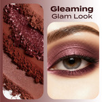 Edgy Eye Shadow loose mineral eyeshadow texture paired with a gleaming glam eye look in rich berry tones.