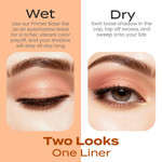 Comparison of Innocence mineral eyeshadow applied wet for enhanced shimmer and vibrancy versus dry for a softer, natural peach glow.
