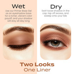 Wet and dry application comparison of Neurotic copper eyeshadow by Sweet Face Minerals, showing two finishes on the eyelids.