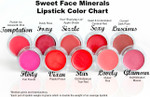 Sweet Face Minerals: Mineral Lipstick Color Chart
