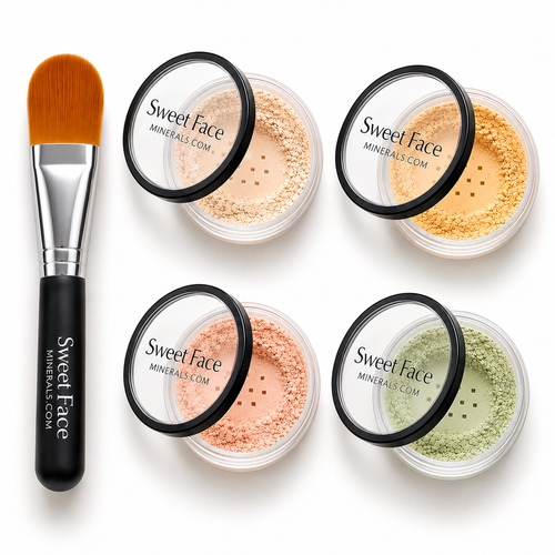 Sweet Face Minerals Light Medium Dark 20 gram  Blemishes Mineral Makeup Concealer and Corrector Kit with Concealer Brush