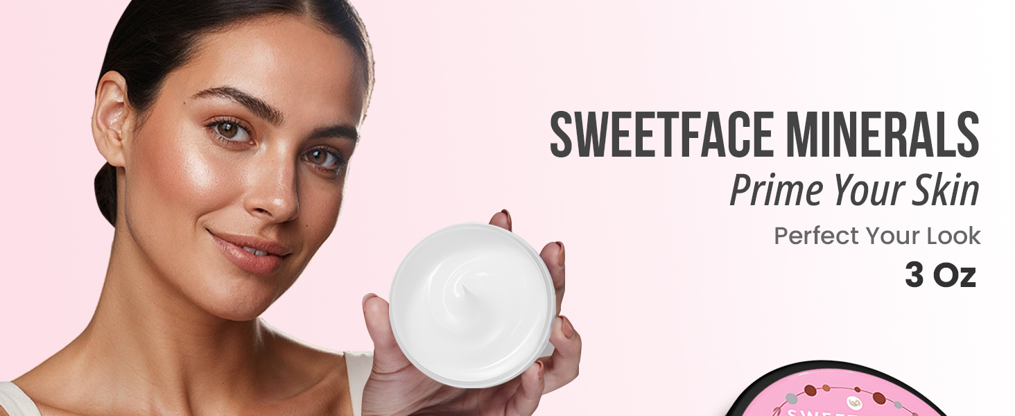 Sweet Face Minerals Gel Primer in 3oz jar with pink lid – hydrating lightweight pore-filling base gel for smooth skin and flawless makeup application
