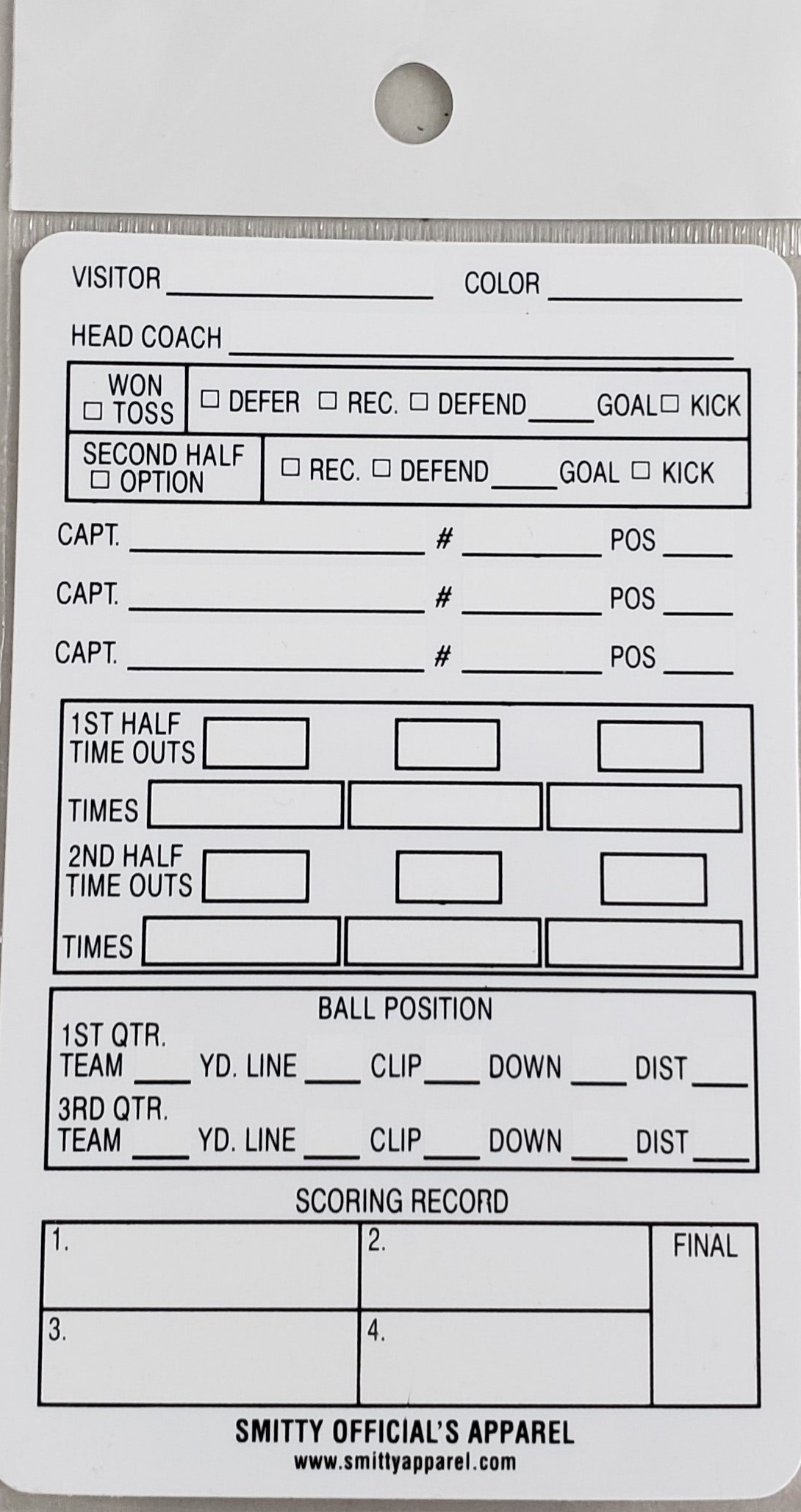 SMITTY REFEREE GAME CARD