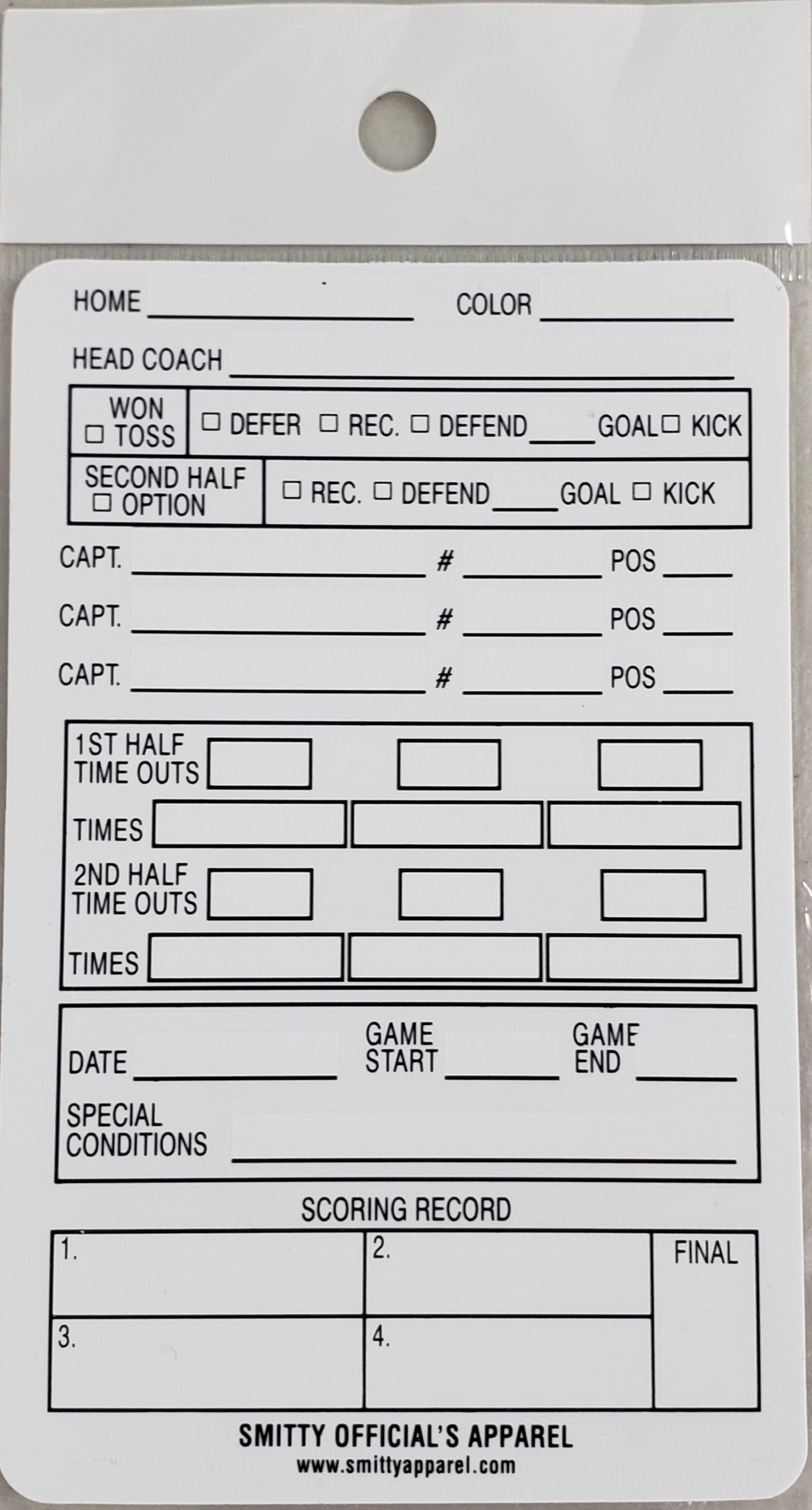 SMITTY REFEREE GAME CARD