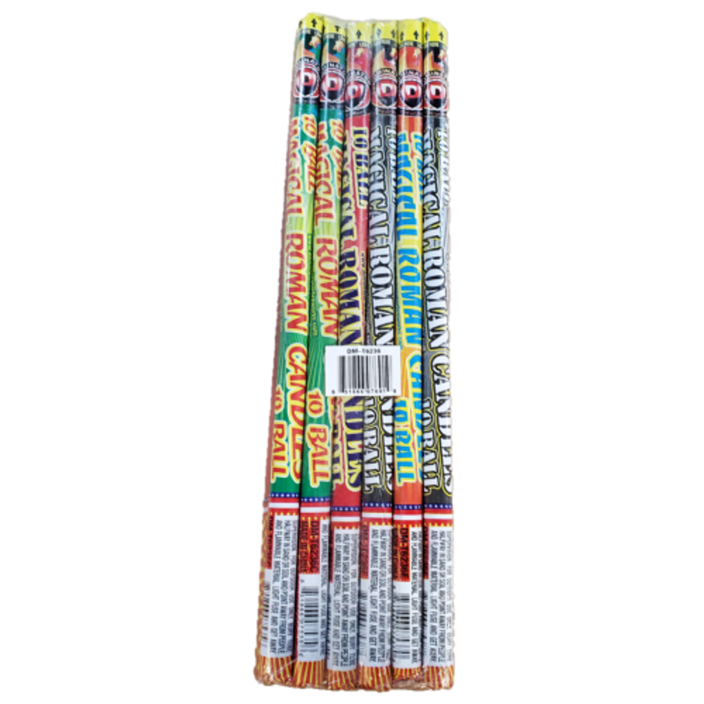 10 Ball Small Magical Roman Candles 12 Pack
