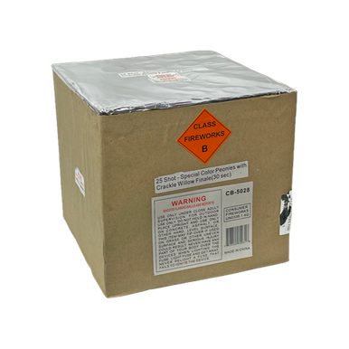 Wholesale Firework Cases - 25 Shot Special Color Peonies with Crackle Willow Finale 4/1