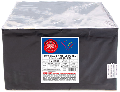 Wholesale Fireworks 36 Shot Two Stage Whistle To Red Flare Cases 4/1
