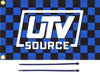 UTV Source Old School Black/Blue Checkerboard Whip Flag w/ White UTV Source Logo (12"x20")  UTVS0078533