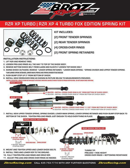 ZBroz Racing RZR XP Turbo Tender Spring Kit (FOX IBP) | UTVSource.com