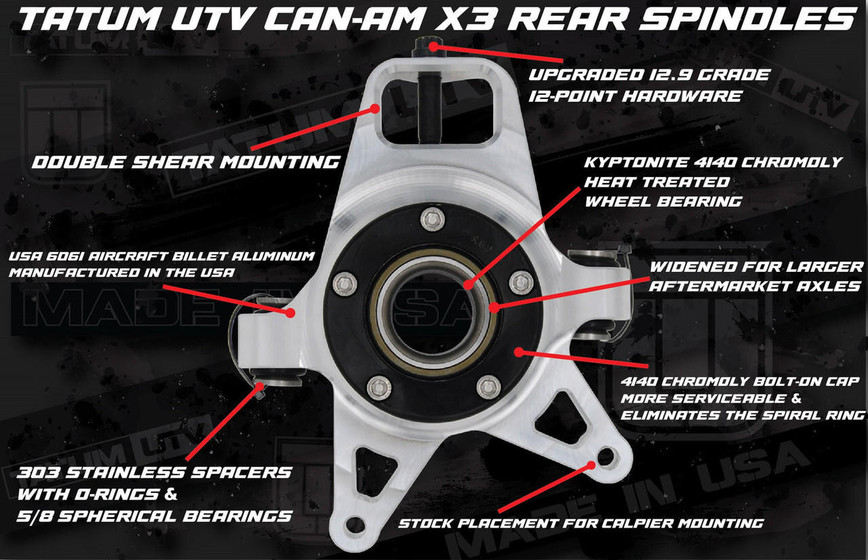 Buy Tatum UTV CanAm X3 Capped Billet Knuckle/Spindle Set at UTV Source