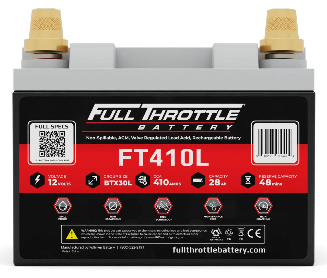 Full Throttle Battery FT410L AGM Series Batteries