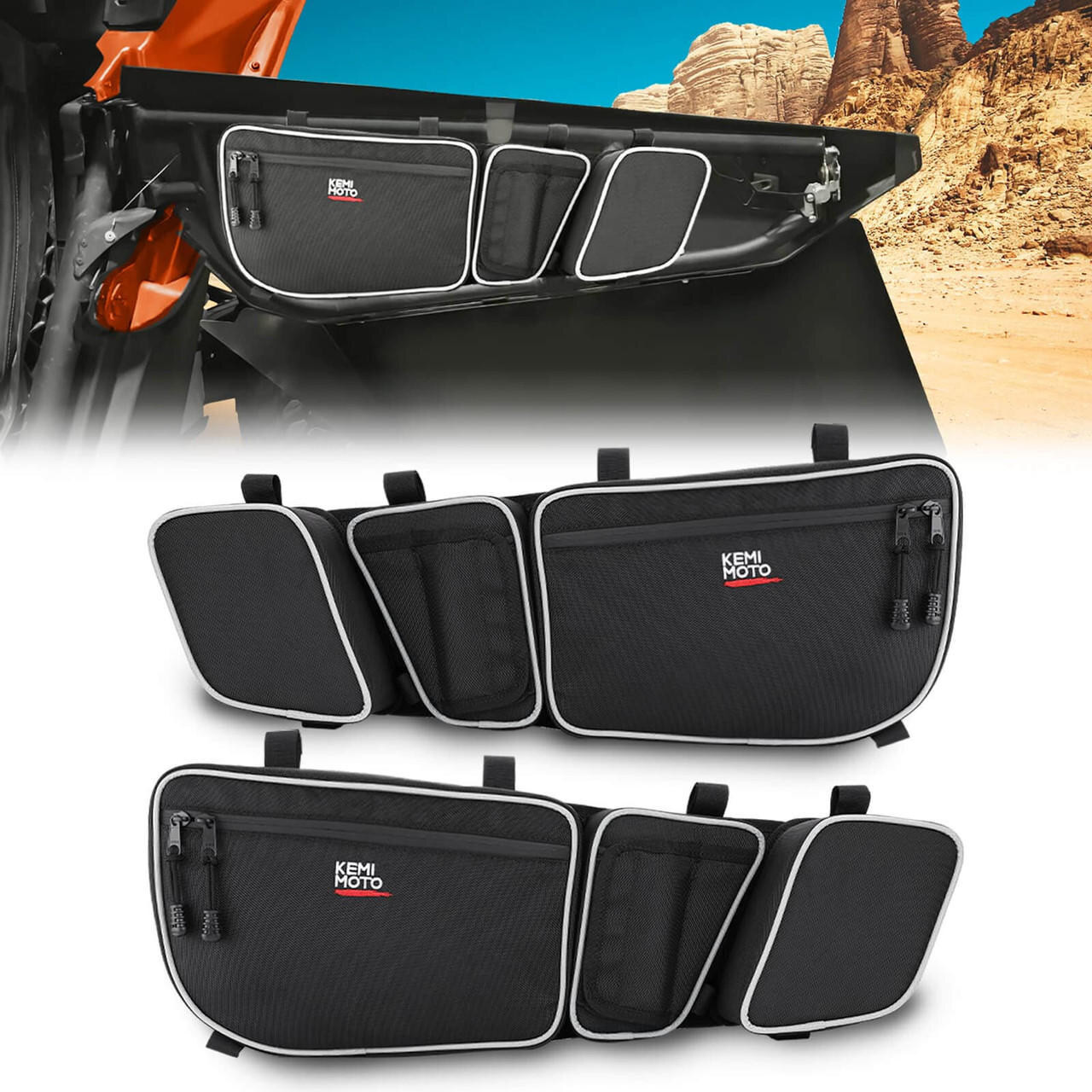 Kemimoto Can-Am Maverick X3/Max Front Door Bags and Door Handle