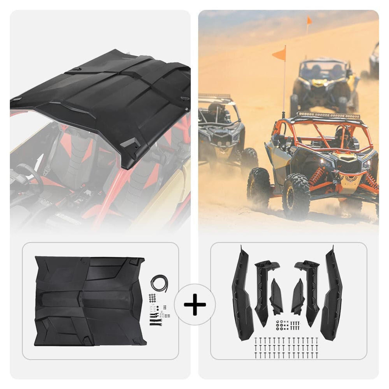 Kemimoto Can-Am Maverick X3 Hard Roof and Mud Fender Flares