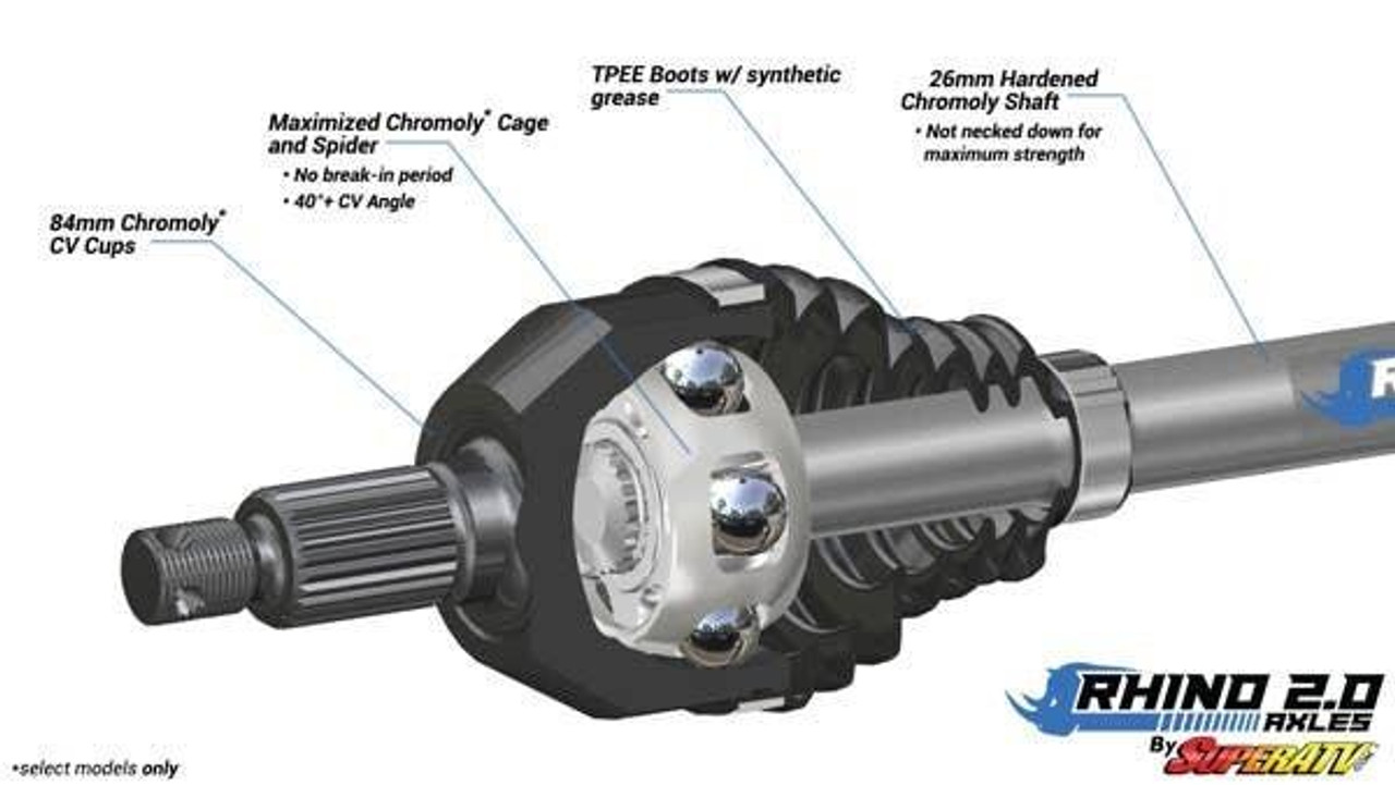 SuperATV Polaris RZR XP 1000 Long Travel Heavy-duty Axles - Rhino 2.0