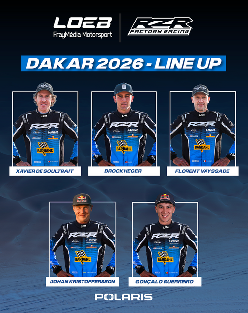 POLARIS RZR FACTORY RACING AND LOEB FRAYMÉDIA MOTORSPORT ANNOUNCE  FIVE-DRIVER LINEUP FOR 2026 DAKAR RALLY