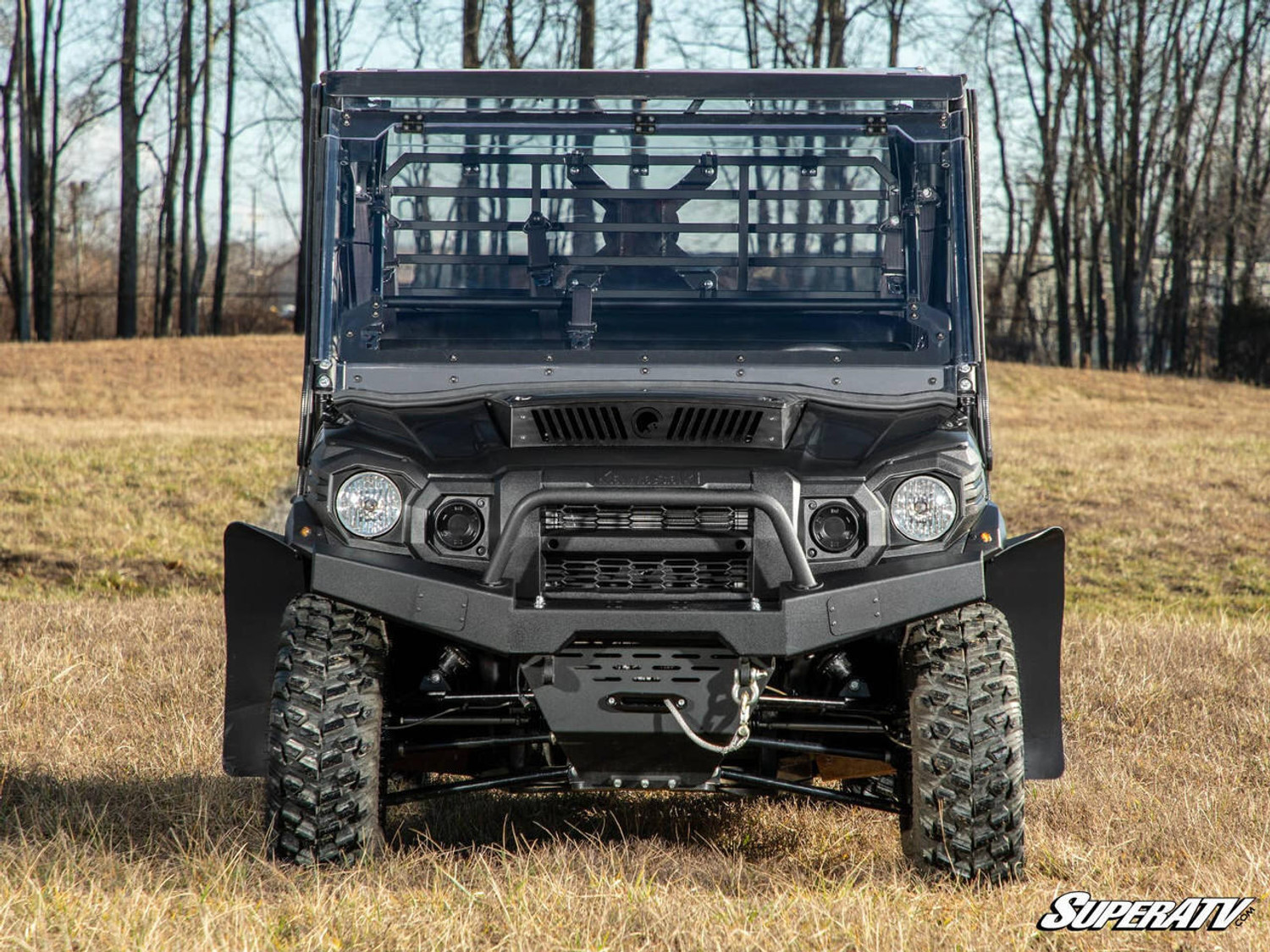 SuperATV Kawasaki Mule Pro MaxDrive Power Flip Windshield -  PFWS-K-MULEFXT-70
