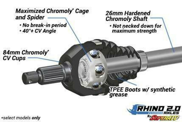 SuperATV Polaris Ranger 1000 Big Lift Kit Heavy Duty Axles - Rhino 2.0 Rear AX-1-79-R-LK6-BT#CREW
