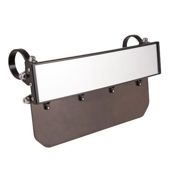 Axia Alloys 12″ Wide Panoramic Rearview Mirror with Folding Sun Visor (Solid Black Shield) MOD12VMB - UTV Source