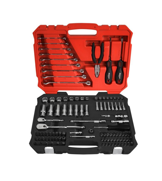 BOXO USA 108-Piece 1/4" & 3/8" Drive SAE 6-Point Socket, Wrench & Screwdriver Tool Set BXB015 - UTV Source