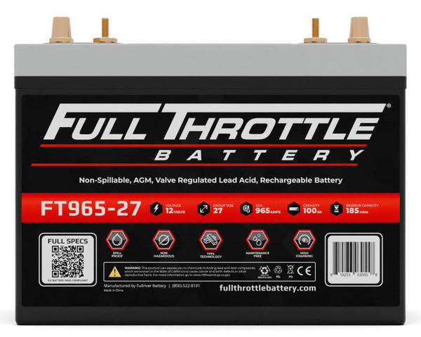 FullRiver Battery FT965-27 Full Throttle AGM Series Battery  UTVS0052188