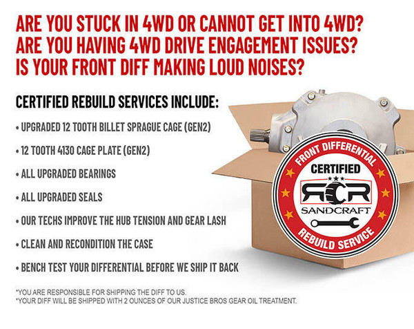 SandCraft Polaris RZR XP Turbo S / RS1 / Pro XP Gen-2 Bulletproof Front Differential Re-Build UTVS0063525