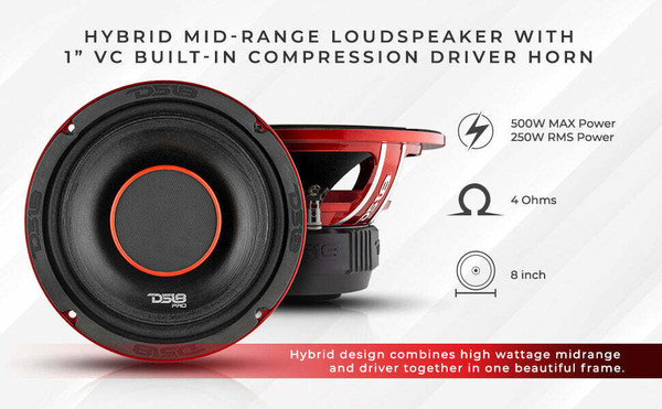 DS18 Audio 8 Water Resistant Mid-Range Loudspeaker with Built-in Driver UTVS0064922