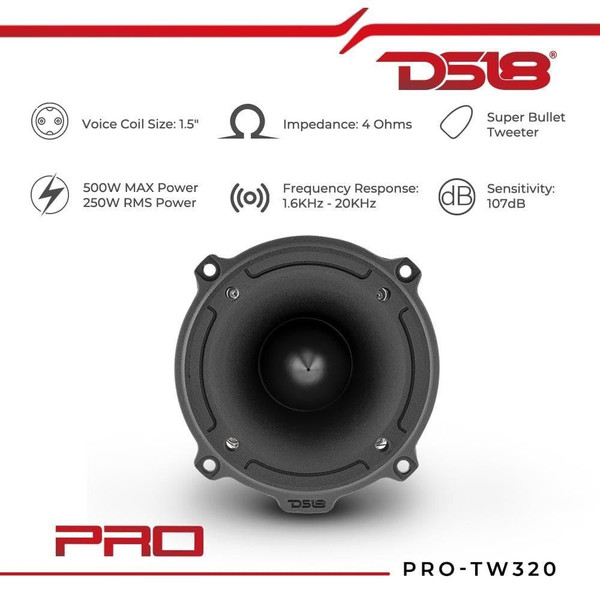DS18 Audio 1.5 PRO Aluminum Super Bullet Tweeter VC 480 Watts with Built In Crossover UTVS0065939