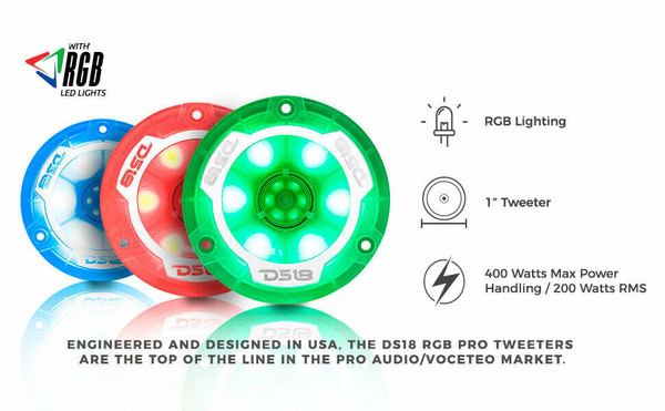 DS18 Audio 3.8 Super Bullet Tweeter with RGB LED Lights 240 Watts UTVS0065945