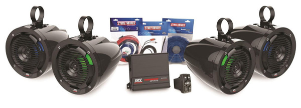 MTX Audio Universal Bluetooth Switch Audio w/ Amp and 4 Roll Cage Speaker Package UNI-2-AWBTSW - UTV Source