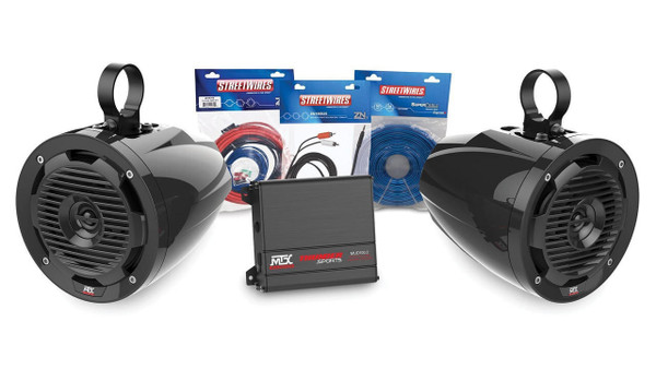 MTX Audio Universal Audio w/ Amp and 2 Roll Cage Speaker Package UNI-1-AUX - UTV Source