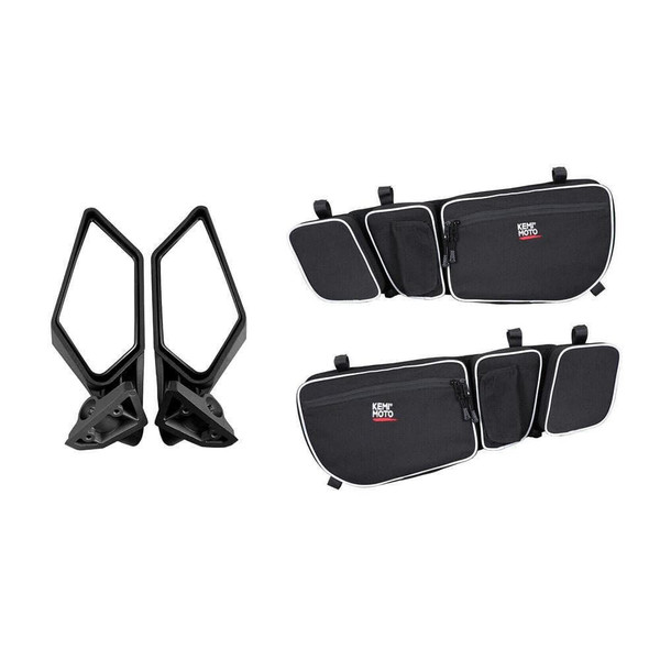 Kemimoto Can-Am Maverick X3 Rear View Side Mirrors and Door Storage Bags FTVMI020+FTVDB023 - UTV Source