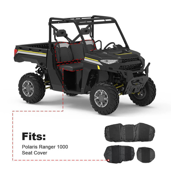 Kemimoto Polaris Ranger XP 1000 Waterproof Seat Cover and 2" Tie Down Anchors  UTVS0096683