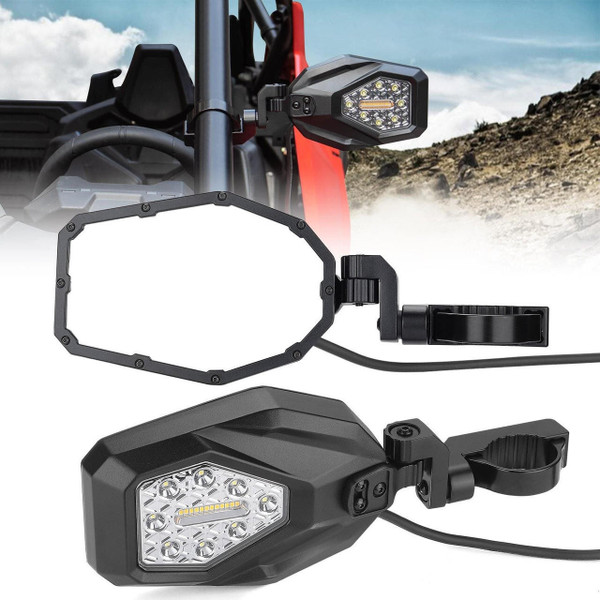 Kemimoto Polaris Ranger Mirrors w/ LED Turn Signal Lights  UTVS0096846