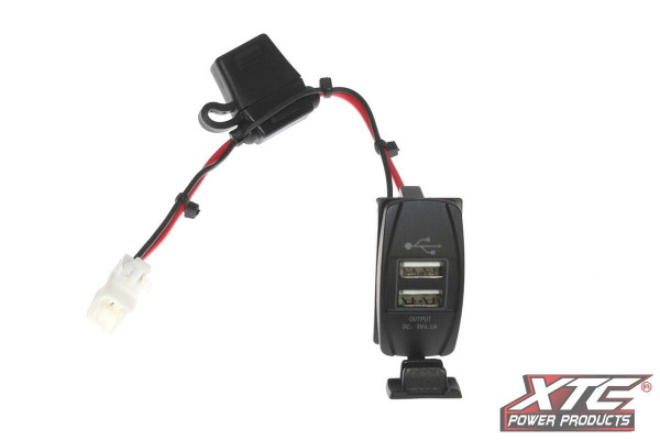 XTC Can-Am X3 Plug and Play Dual USB Power Port 5V 4.2A w/ Amber LED - USB Cover and Harness CAN-SW-USB-2A