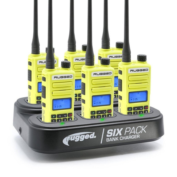 Rugged Radios GMRS Handheld Radio and 6-Pack Bank Charger Bundle  UTVS0098726