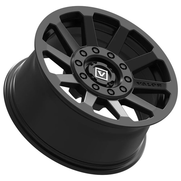 Valor Offroad Wheel and Tire Package with V02 Wheels and Alpha Tires (Complete Set of 4) Mounted with Lug Nuts  UTVS0104647-MAIN