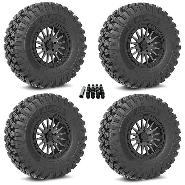 Valor Offroad Wheel and Tire Package with V06 Wheels and Alpha Tires (Complete Set of 4) Mounted with Lug Nuts  UTVS0104925-MAIN