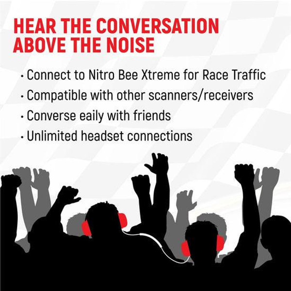 Rugged Radios H80 Track Talk Linkable Intercom Headset with NITRO BEE XTREME UHF Race Receiver and Carry Bag - BUNDLE  UTVS0111614