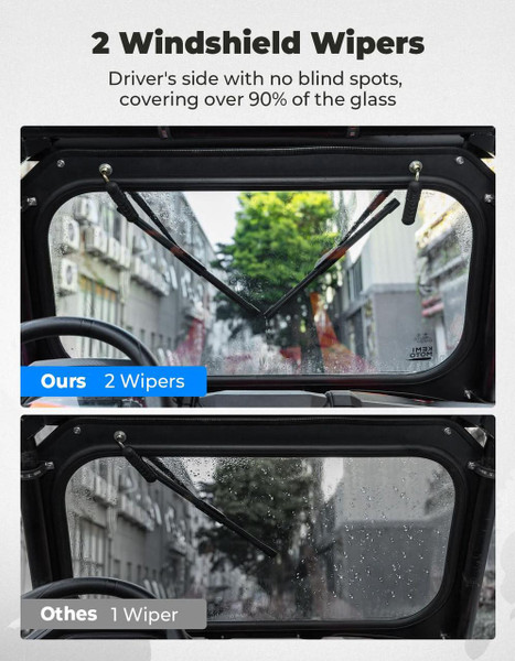 Kemimoto 2019-2023 Polaris RZR XP 1000 / XP Turbo Full Front Glass Windshield w/ 2 Manual Wipers  UTVS0113304