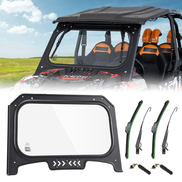 Kemimoto 2019-2023 Polaris RZR XP 1000 / XP Turbo Full Front Glass Windshield w/ 2 Manual Wipers  UTVS0113304